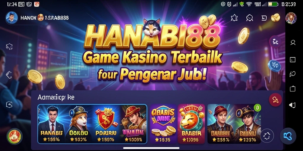 Screenshot gameplay HANABI88 menunjukkan antarmuka Kasino yang menawan.