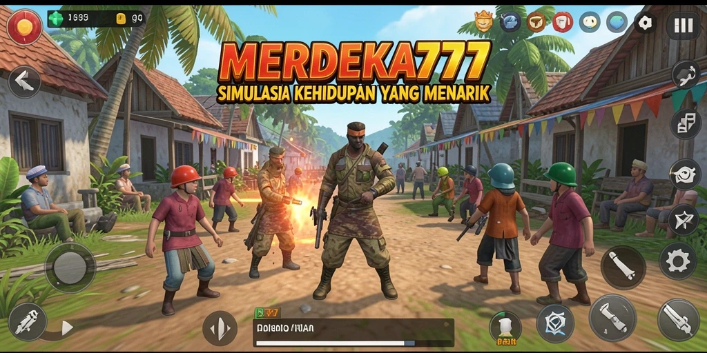 Tampilan gameplay <strong>MERDEKA777</strong> yang menarik dengan elemen simulasi kehidupan.