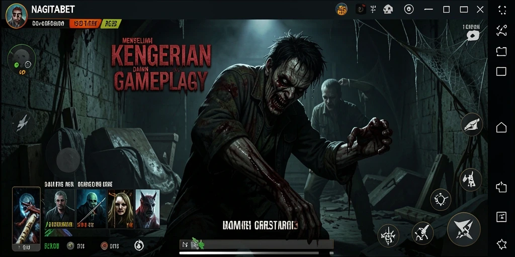 Screenshot gameplay NAGITABET menampilkan suasana horor yang mencekam.