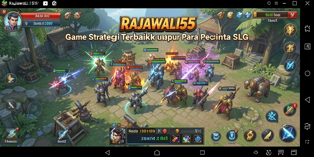 Tangkapan layar menunjukkan pertempuran epik dan strategi dalam RAJAWALI55.