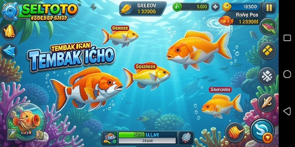 Screenshot gameplay menampilkan aksi menembak ikan yang seru.
